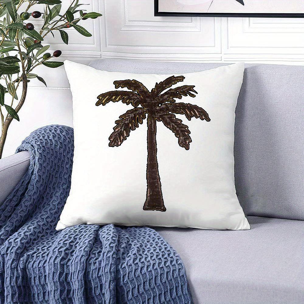 Stylish Palm Tree Embroidered Pillow - Perfect for Home Decor and Beach-Themed Spaces, Adds Tropical Charm