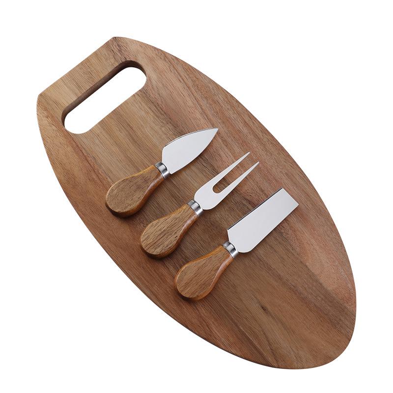 3-Piece Acacia Wood Cutting Board Set - Kitchen & Cheese Boards for Vegetables & Western Steak
