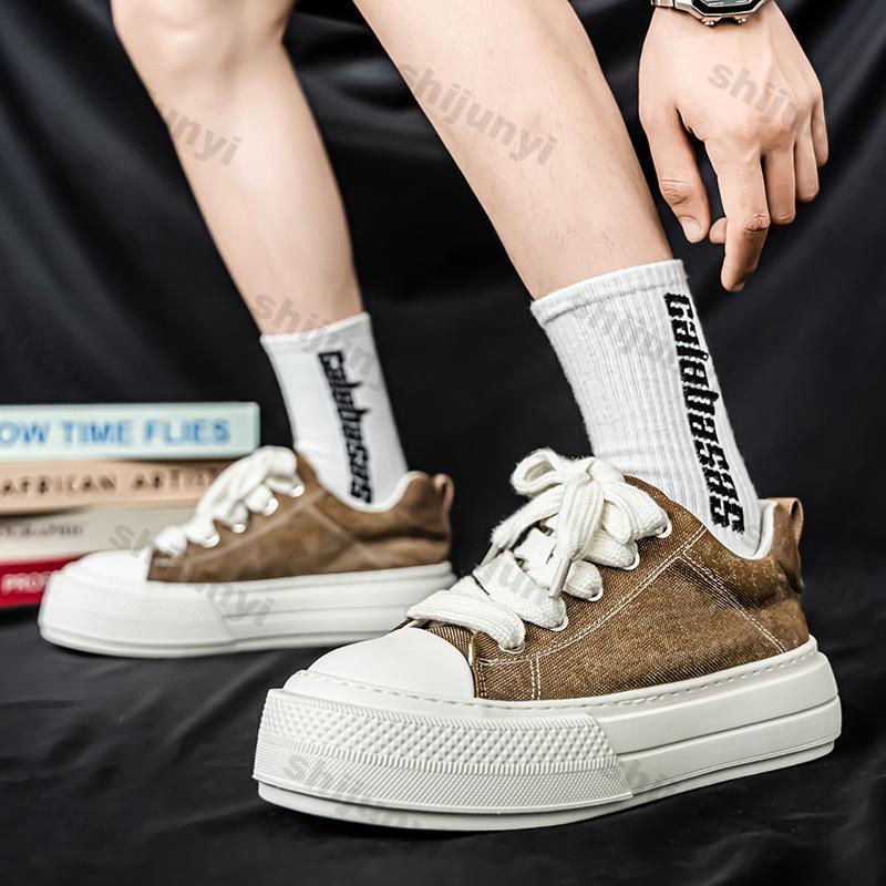 Sneakers da Uomo con Plateau Autunno Nuovi Traspiranti Moda Allacciatura Scarpe Casual Antiscivolo Aumento Altezza Comode Scarpe Vulcanizzate