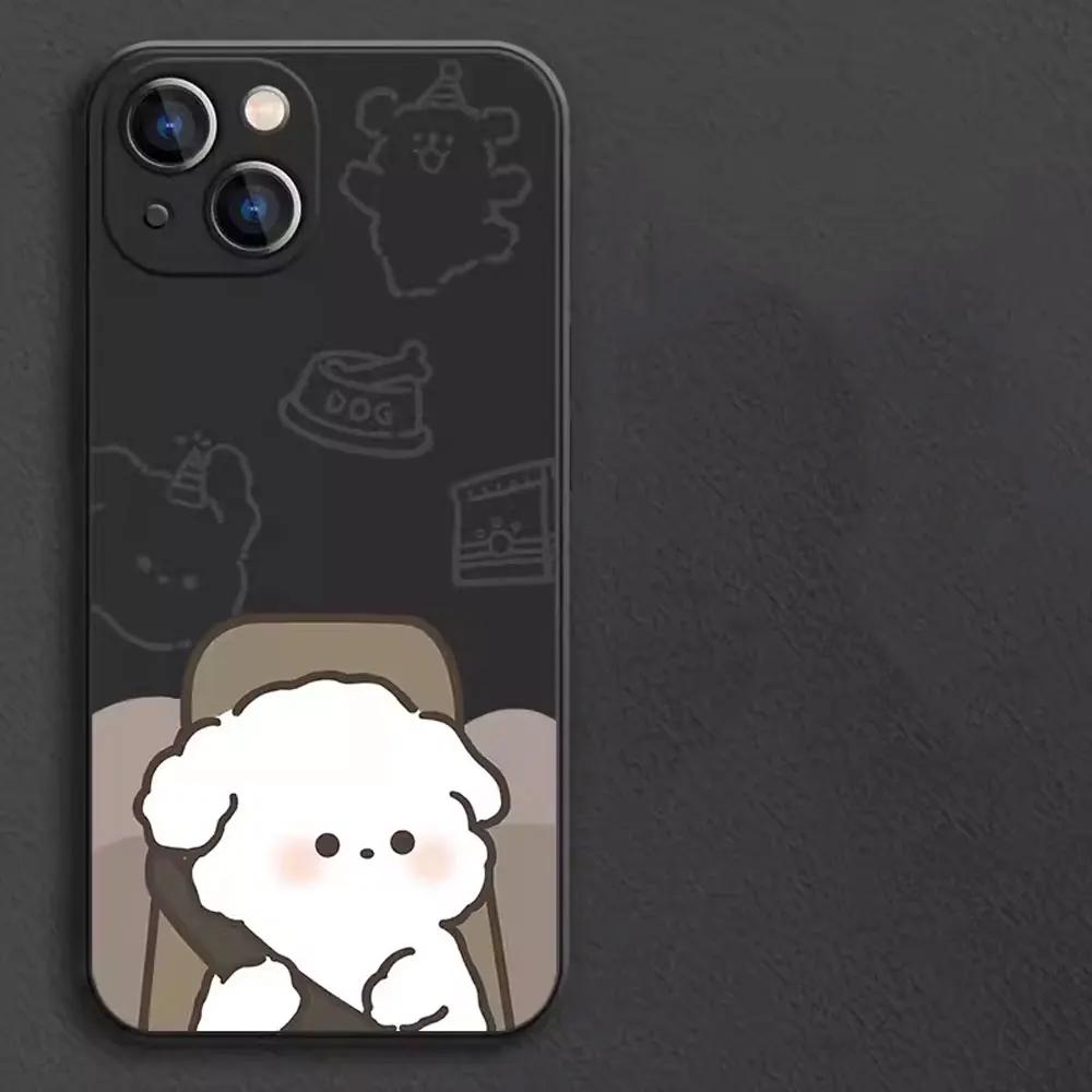 Cute Couple Cats on Call Pattern Phone Case for iPhone 17 16 15 14 13 12 11 16E Series Pro Max Plus Double Layer Protection