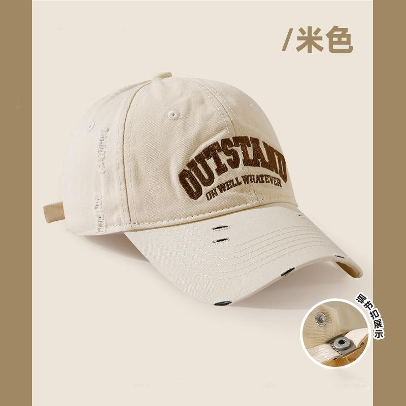 Vintage Worn Embroidered Baseball Cap Children's Summer Versatile Big Head Circumference Showing Face Small Sunshade Cap