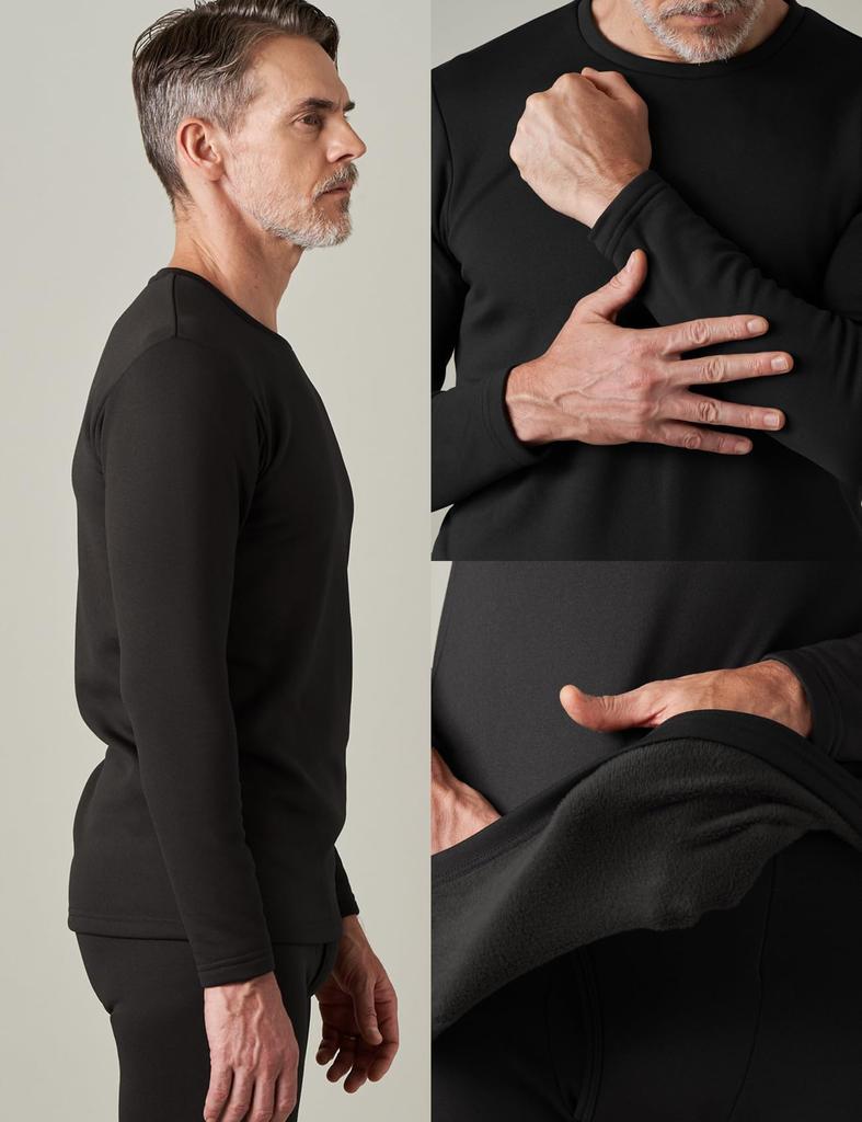 Warm Inner Cold Weather Thermal Brushed Inner Long Sleeve Black 1 Extra Thick L (Rapasa) Underwear, Insulation, Lining, Shirt, [2. (only Shirt),