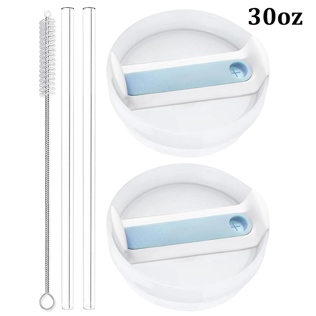 30oz/40oz Tumbler Lid Replacement Fit for Stanley Cup, 2 Pack Replacement Tumbler Lids , with 2 Straws and 1 Cleaning Brush