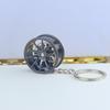 Metal Wheel Hub Keychain with Red Brake and Laser Engraving - Creative Gift