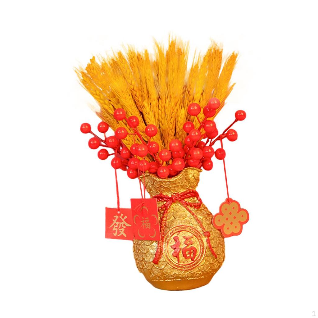 Chinese Year Blessing Vase with Resin Flower Pot