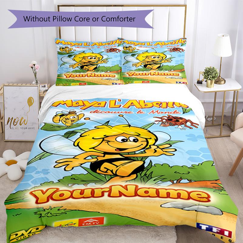 Biene Maja Customize Your Name Bedding Set Breathable Duvet Cover with Pillowcases Home Decoration Birthday Gift