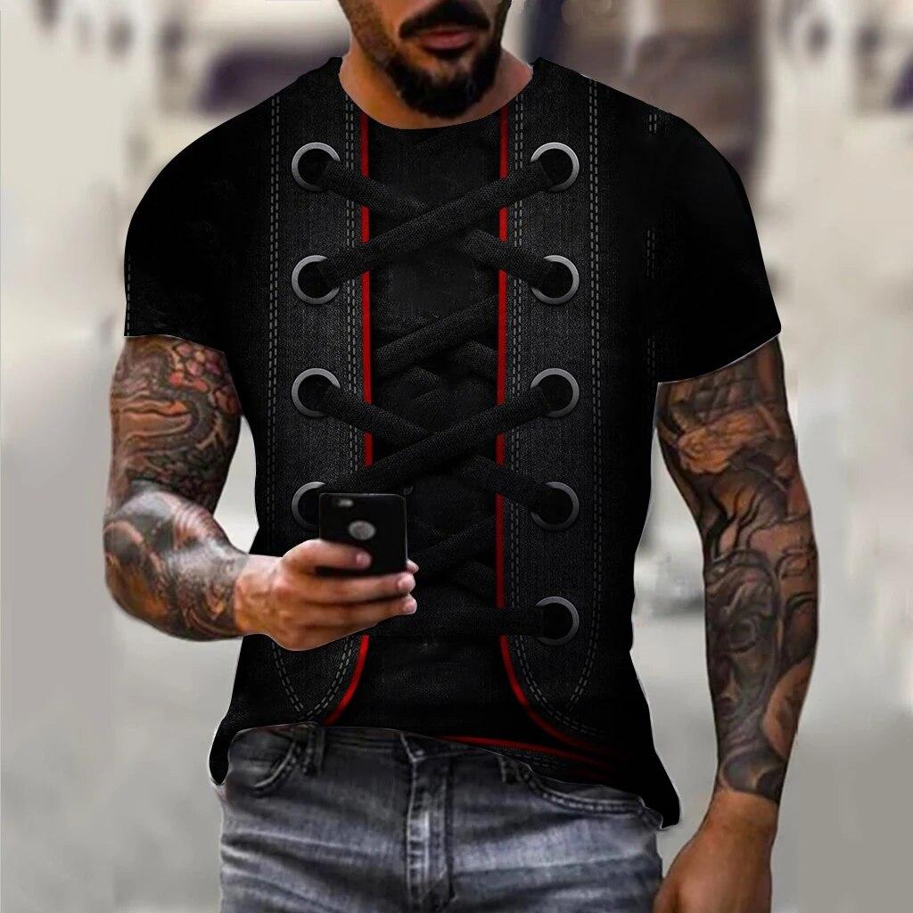 Moda Druk 3D Alternatywne Zabawne Graficzne Koszulki Lato Krótki Rękaw Osobowość Kreatywne Topy Casualowa Męska Koszulka Streetwear