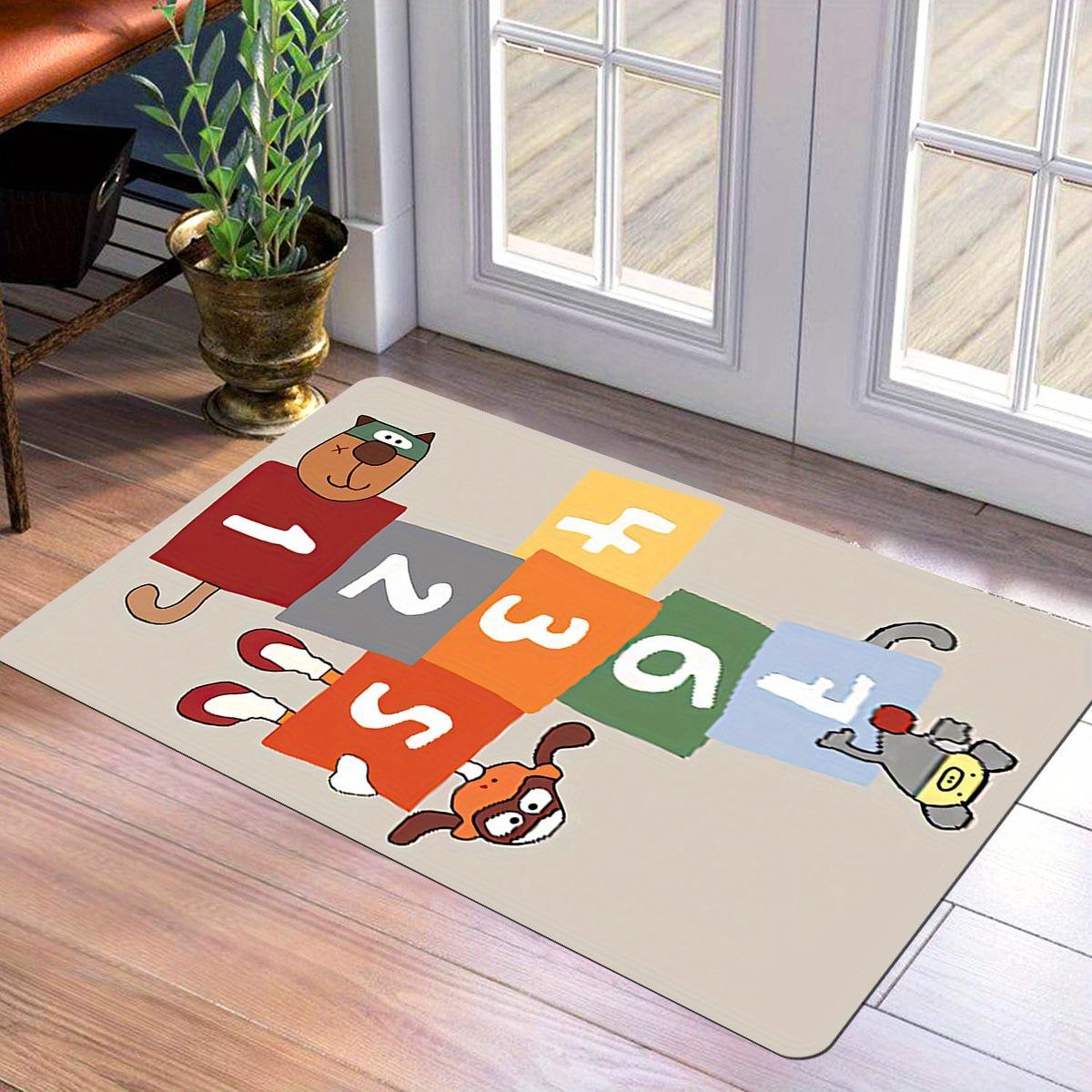 

VIKAMA Кристальный вельвет ПРИВЕТСТВУЕМ Принт Напольный коврик для входа в дом, Грязеотталкивающий и противоскользящий дверной коврик для украшения дома 40X60CM (1.3X2FT