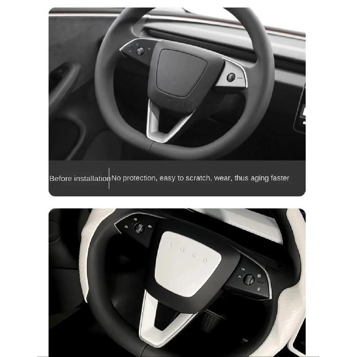 For Tesla Model Y Juniper 2025 2026 Steering Wheel Cover Model 3 Highland Matte White Steering Wheel Trim Kit Protector Accessor