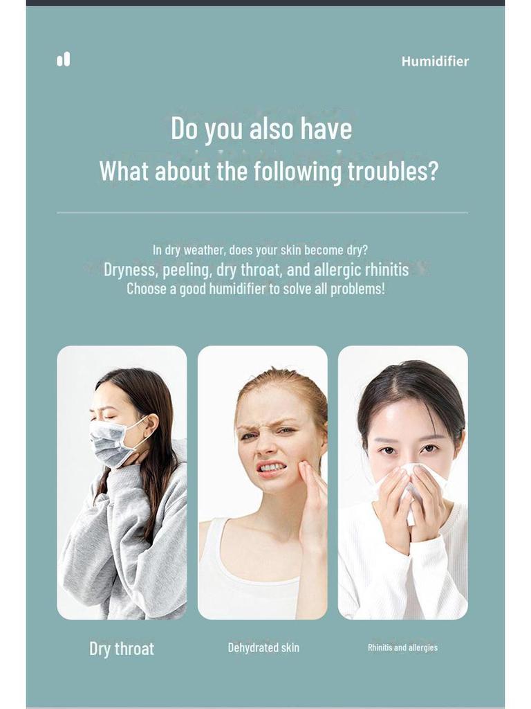 2023 Mini USB Silent Air Humidifier for Home & Car with Large Fog Volume