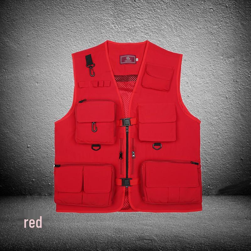 Men's Breathable Multi-Pocket Workwear Vest - Customizable Logo for Outdoor Volunteers