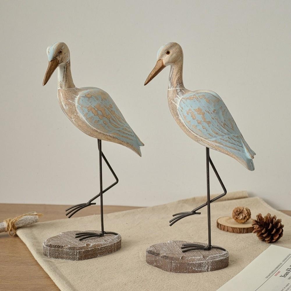 Vintage Sea Bird Figurine Handcrafted Nautical Statue Long-legged Bird Ornament  Office Desktop