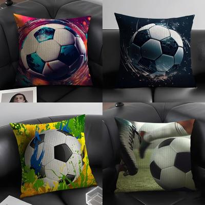 Fußball Sport Kissenbezug Natürlicher Leinen Bio-Stoff Beidseitiger Druck Sofa Heimdekor Geschenk Kissenhülle