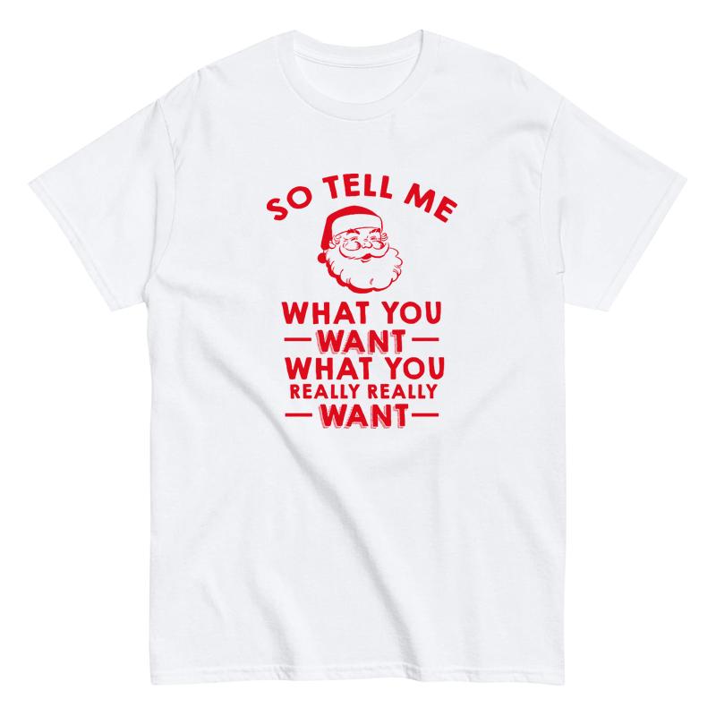So Tell Me Santa Claus Funny Print TShirt Oversized Unisex Short Sleeve Vintage Style Top Christmas Sweater Y2k Top