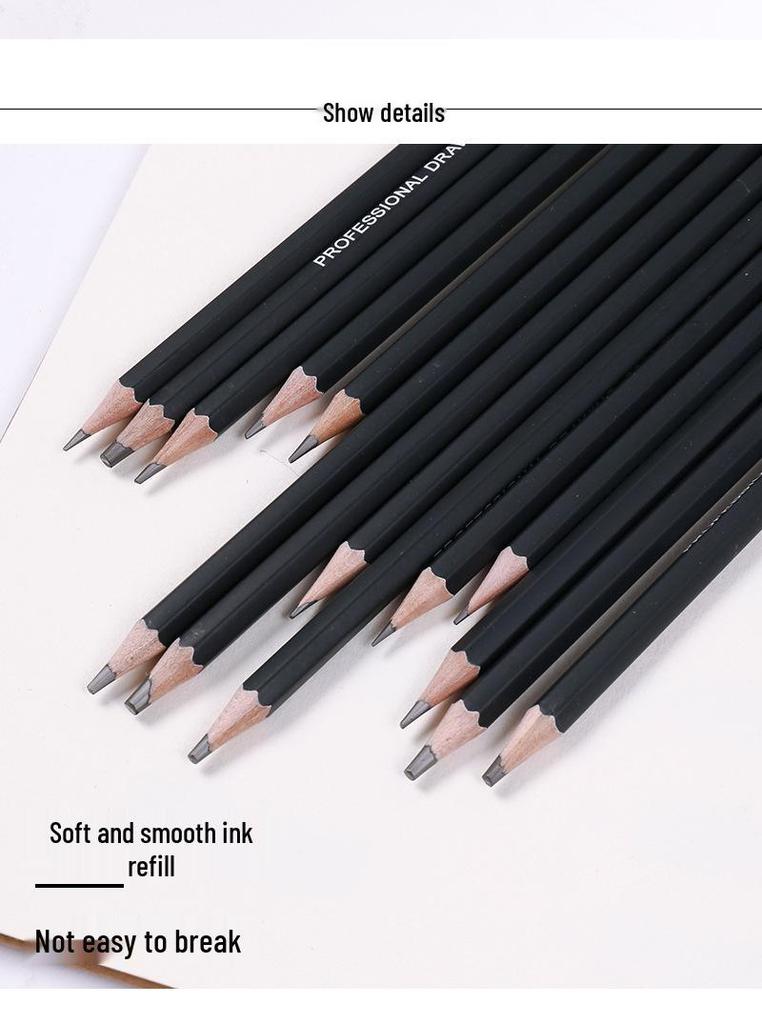 Hongxing Cashmere 14-Piece Sketch Set: Professional Charcoal Pencils for Beginners and Adults