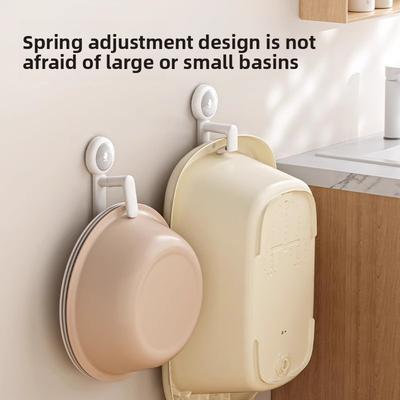 Basin Hook, Bathroom Multi-functional Bath Basin, Bathtub Hanging Rack, No Need for Drilling, Wall-mounted Suction Cup, Storage Rack Hook
