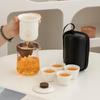 Portable Quick Cup Tea Set with Glass Teapot and Ceramic Cups