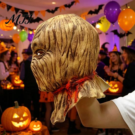 Flexible Horror Masque Scarecrow Halloween Latex Adult Full Head Cosplay Scary Costume for Party Masquerade