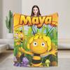Super Soft Maya The Bee With Flowers Cartoon Throw Blanket Premium Flannel Fleece Lightweight Bed Blanket Warm Plush Blankets