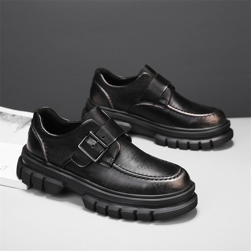 

Модные мужские кожаные туфли на толстой подошве 44 чёрный