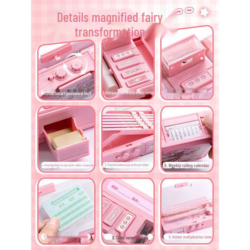 Høyteknologisk multifunksjonelt dobbeltsidig penal med passordlås for jenter og gutter