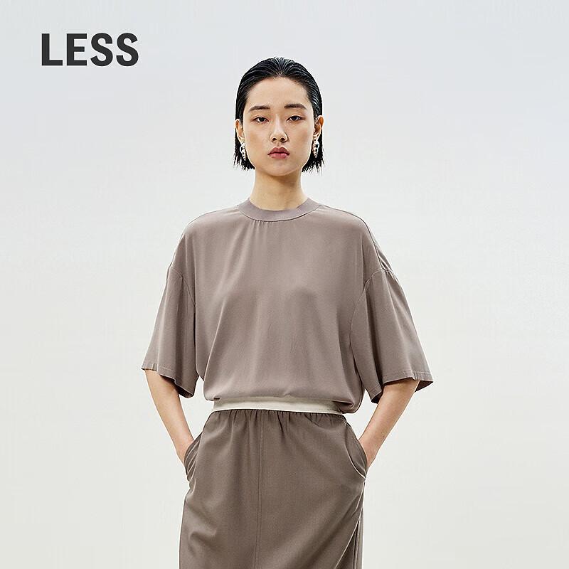 LESS 2025 Summer Loose Round Neck Mid-Sleeve Shirt