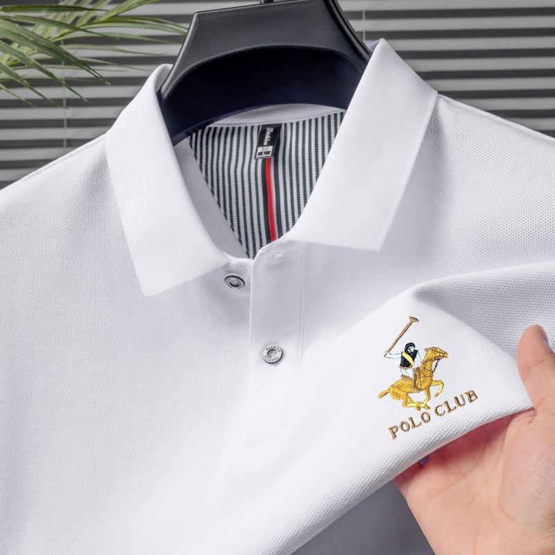 POLO CLUB 2025 Summer Men's New Pony Embroidery Solid Color Pure Cotton Loose Business Casual Polo Shirt