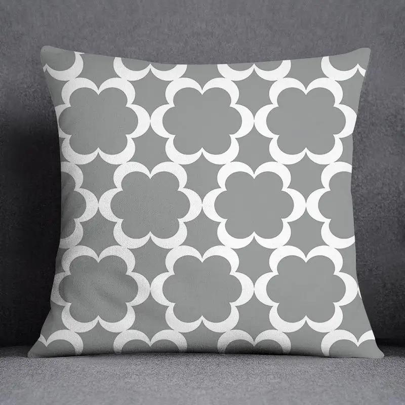 Pillowcase Home Office Decor Cushion Cover Grey Low White Floral Pattern