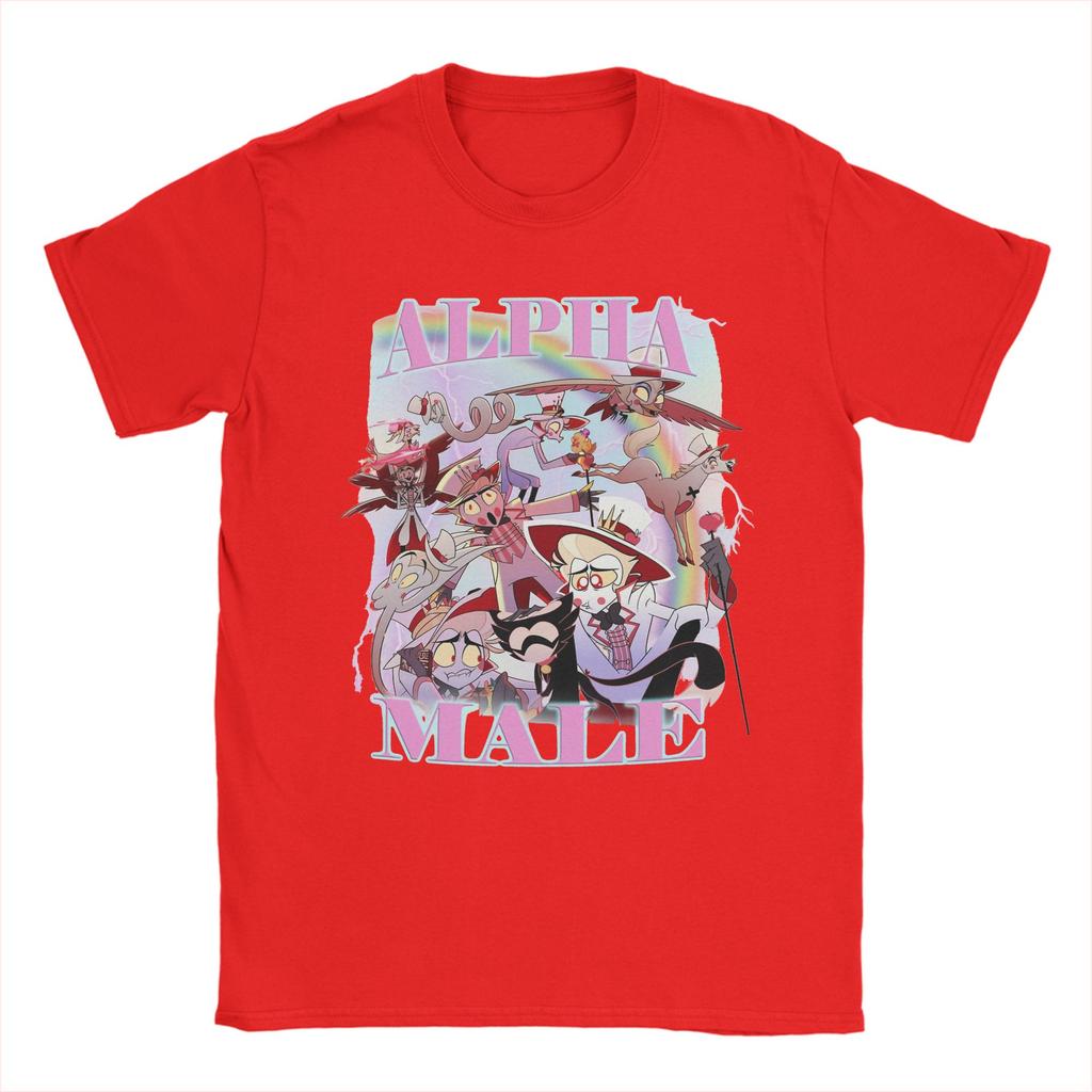 Herr Lucifer Manlig Hazbins Hotels T-shirt Kläder i ren bomull Fantastisk Kortärmad Rundhals T-shirt 4XL 5XL T-shirts