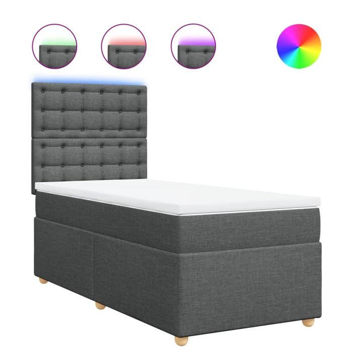VidaXL Slatted Bed Base with Mattress Dark Grey 80x200 Cm Fabric 3293422