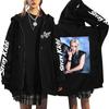 Graphic Print Hoodie Zip Up Oversized Hooded Sweatshirt Casual Streetwear