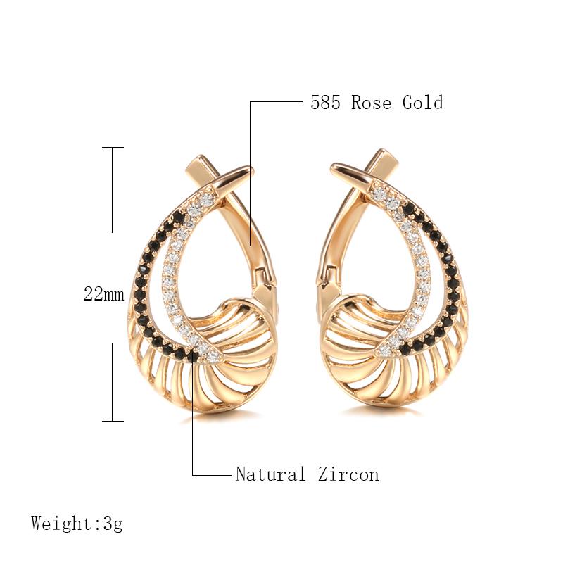 

Unique Rose Gold Color Symmetrical English Earrings Women Natural Zircon Accessories Bride Wedding Jewelry Best Gift