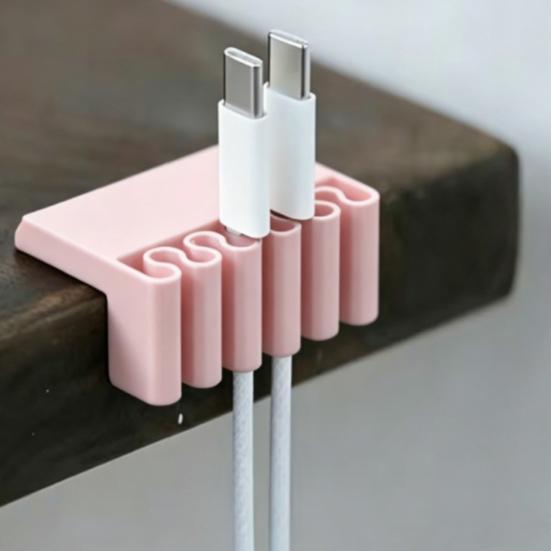 3D Printed Multi-Slot Cable Holder Desktop Cord Organizer Cord Clip with Wave-Shaped Slots