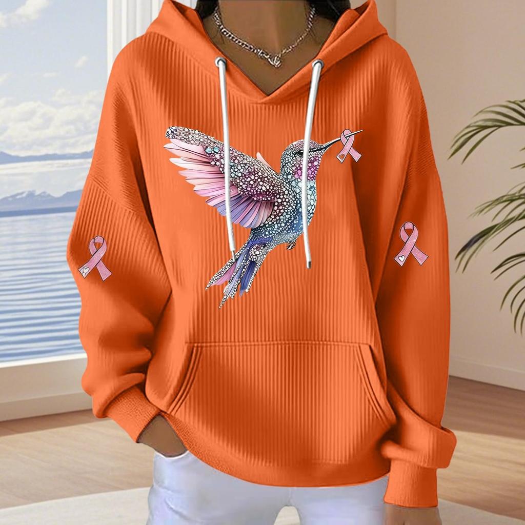 Women's Fashionable Casual Bird-printed Pullover Sporty Long-sleeved Sweatshirt Top