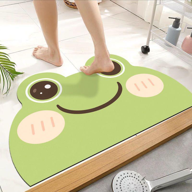Tapete de Chão de Lama Diatomácea Desenho Animado Tapete de Chão de Banheiro Absorção de Água Secagem Rápida Tapete Antiderrapante Resistente à Sujeira e Fácil de Cuidar Tapete para os Pés