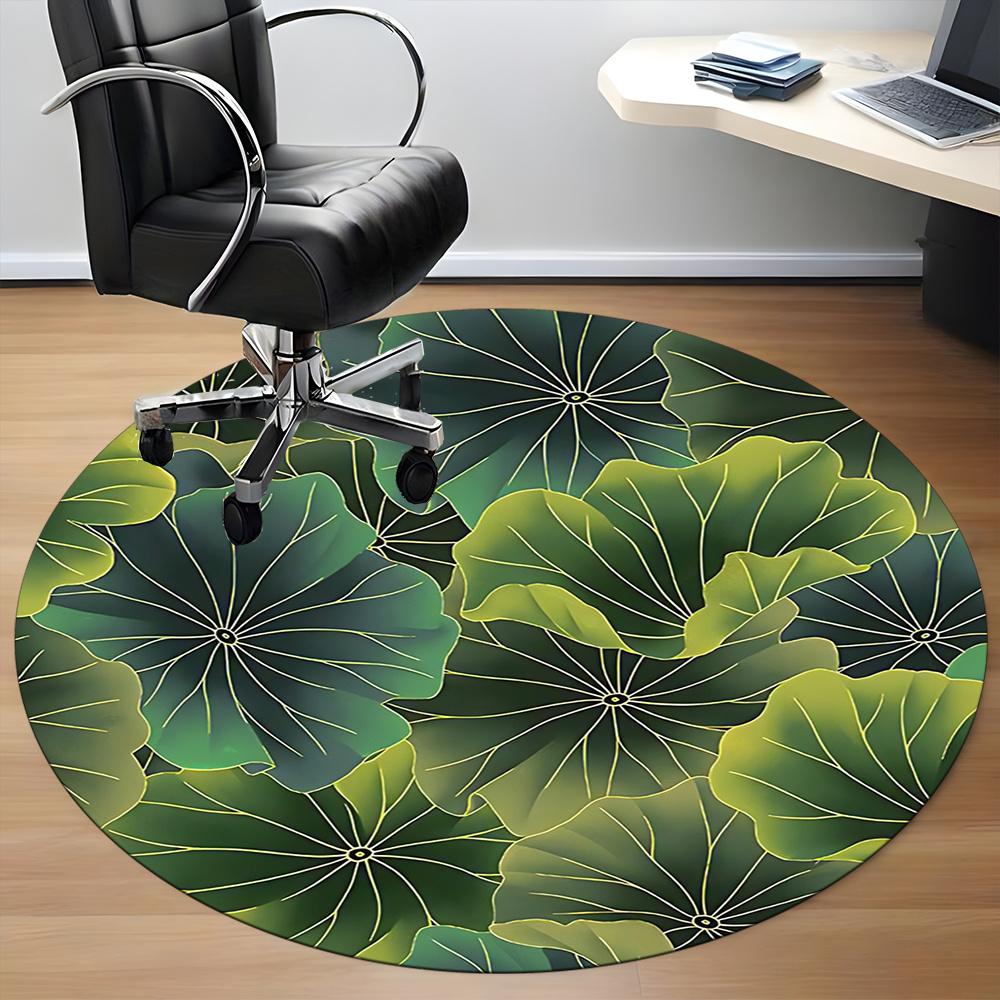1pc Lotus Leaves Pattern Office Round Area Rug, Indoor Mat Suitable ForOffice, Under Office Chairs Bedroom Living Room Home Decor, Room Decot080
