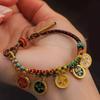 Handmade Tibetan Bracelet Colorful Rope Handchain Five Way God of Wealth Bangle Adjustable Pulling Rope Wristchain