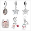 New Sparkling Rugby Snowflakes Dangle Charm Bead Fit Original Fashion Bracelet Pendant Diy Jewelry For Women