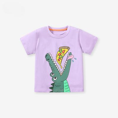 Cotton T-shirt Girls Short Sleeve T-shirt Cotton Summer Children's Crewneck Top Girls Cartoon Sport T-shirt