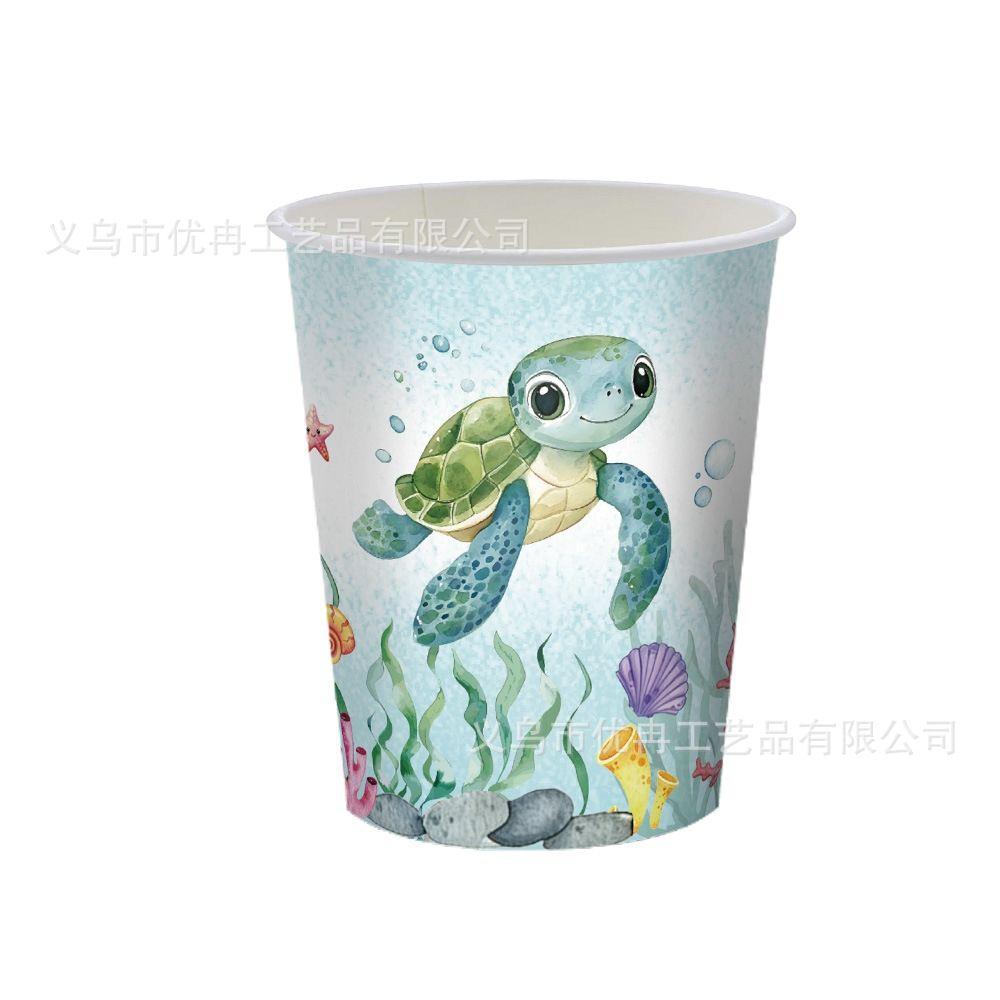 Ocean Sea Turtle Animal-Themed Disposable Paper Plates, Tablecloths, and Napkins Party Set and Decorations