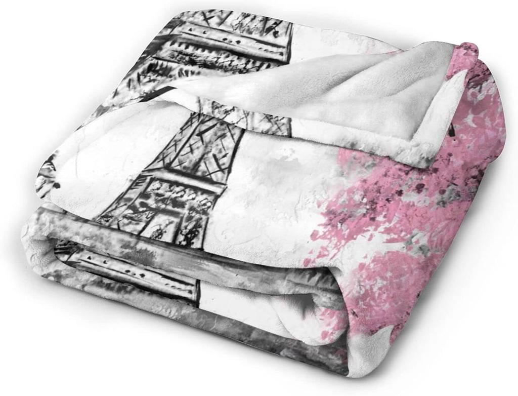 Paris Eiffel Tower Throw Blanket Ultra Soft Warm All Season Decorative Flannel Blankets for Bed Chair Car Sofa Couch Bedroom
