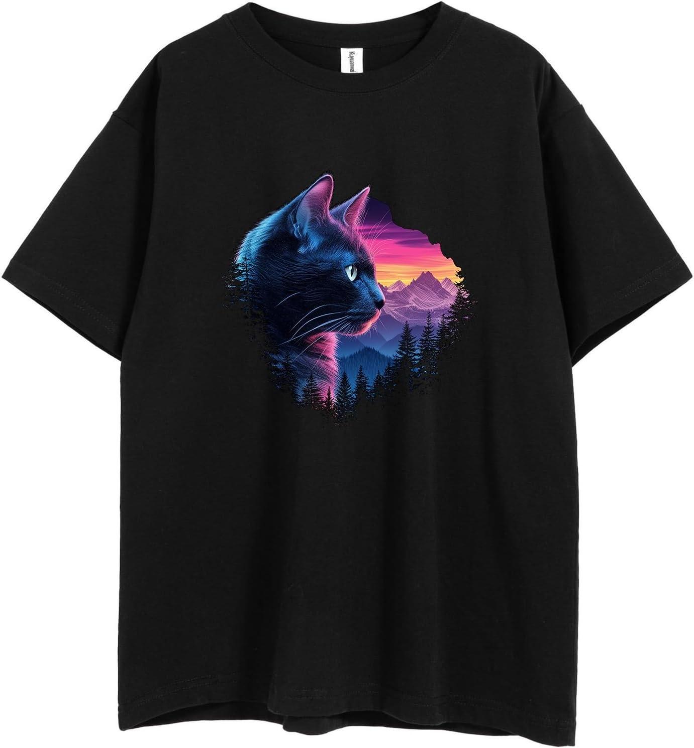 

Women s Loose Graphic Casual Cotton T-Shirt - Unisex Aesthetic Short Sleeve Letter Print Crew Neck Tee Tops XXXXXL чорний