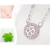 Ladies Fashion Jewelry High Quality White Pink Crystal Zircon Flower Leaf Pendant Four-leaf Clover Necklace Jewelry