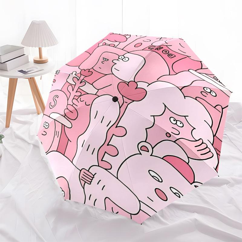 1pc Pink Characters Automatic Open/Close Umbrella Compact Folding Umbrella, All-Season Portable Umbrella for Women/Men F1124276