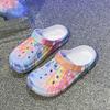 Summer Men's & Women's Sandals Tie-Dye Pattern Clogs Slip On Lightweight Two-Way Wear Garden Clogs Non-Slip Beach Slides
