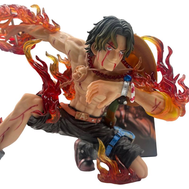 One Piece Portgas D Ace Glowing Action Figure Flame Scene Pvc Collectible Statue Desktop Decoration For Anime Fans Collectors