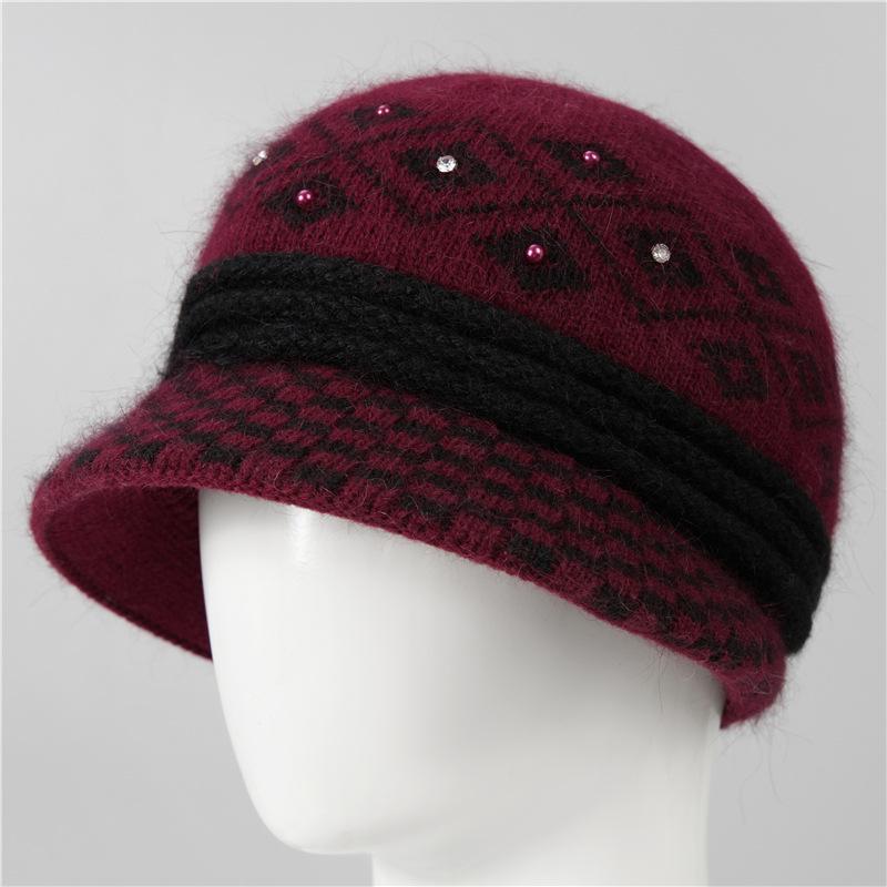 Hat women's autumn and winter warm thickened knitted wool hat cold basin hat