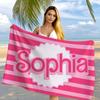 Personalized Striped Beach Towel Custom Name/Logo Microfiber Towel Thin Quick Dry Absorbent for Beach Swimming Yoga Bath Sports