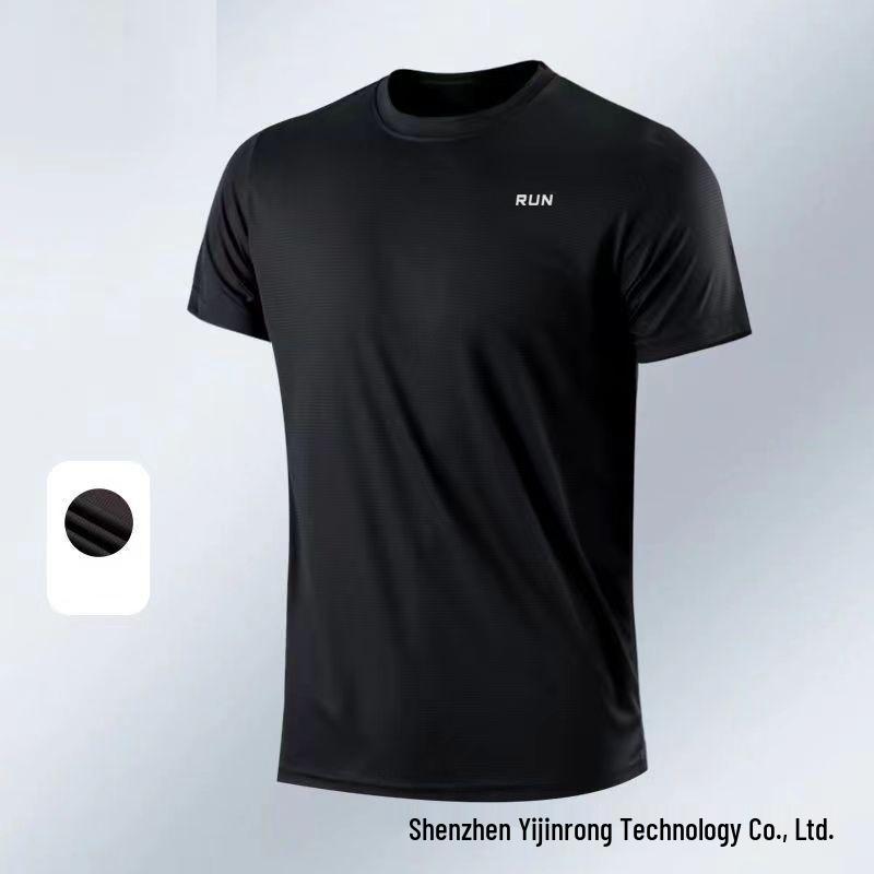 Men's Quick-Dry Checkered Crew Neck Short Sleeve Running Shirt