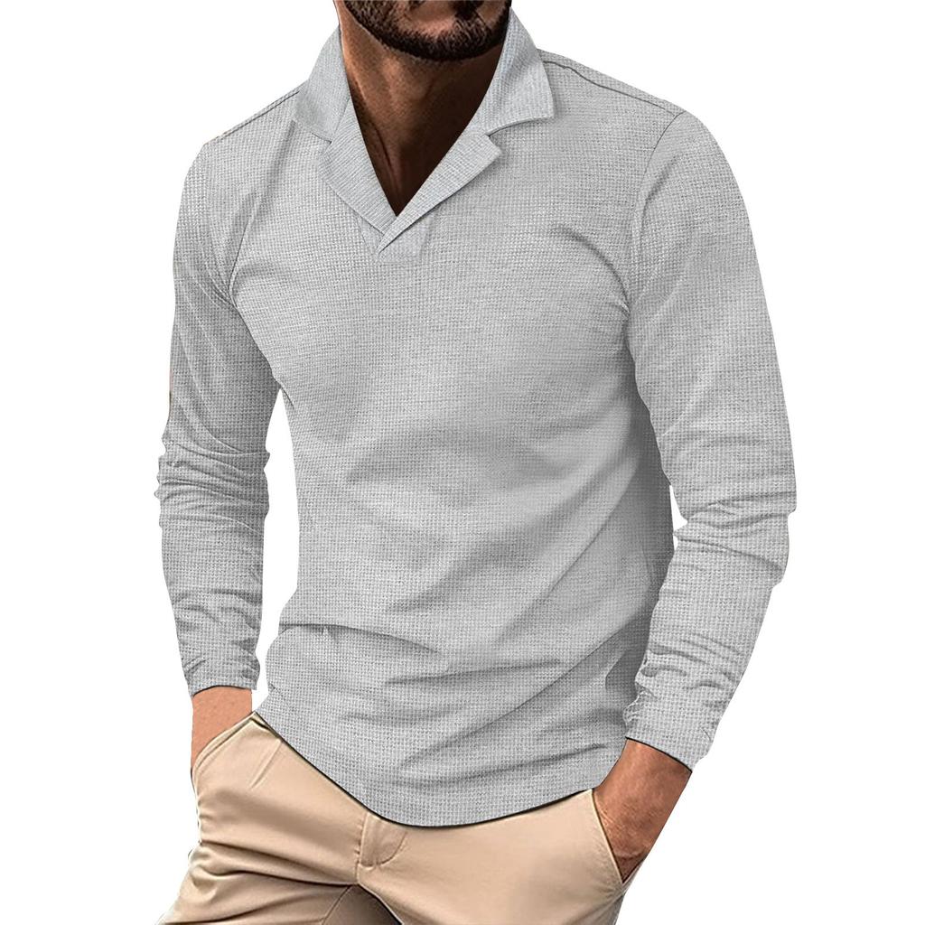 Herr Golfskjorta Casual Sport V-ringad Ribbad Krage Kort Ärm Mode Casual Enfärgad Enkel Vår & Sommar Normal Passform